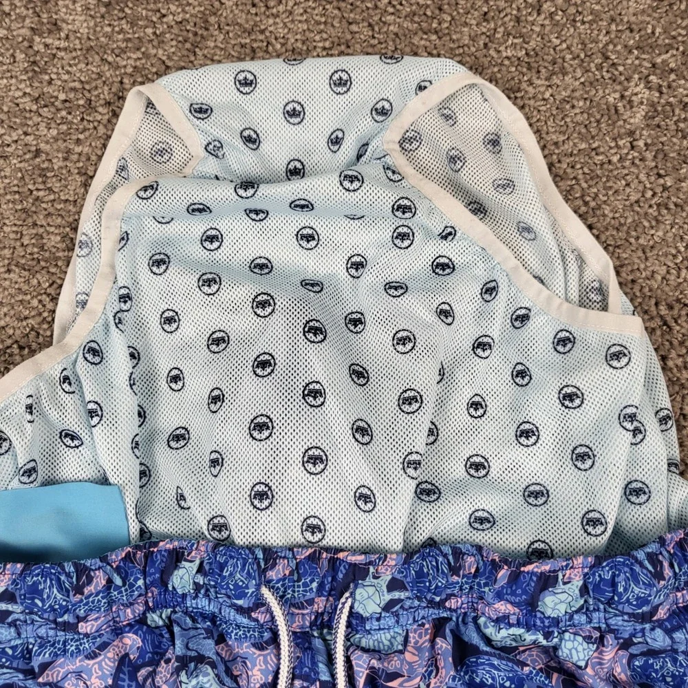 Peter Millar Swim Trunks Mens Medium Blue Sea Turtle MS21P17 Excellent Mosaic